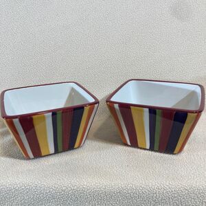 Pampered Chef Simple Additions Striped Square 4 inch Serving‎ Bowls Set of 2